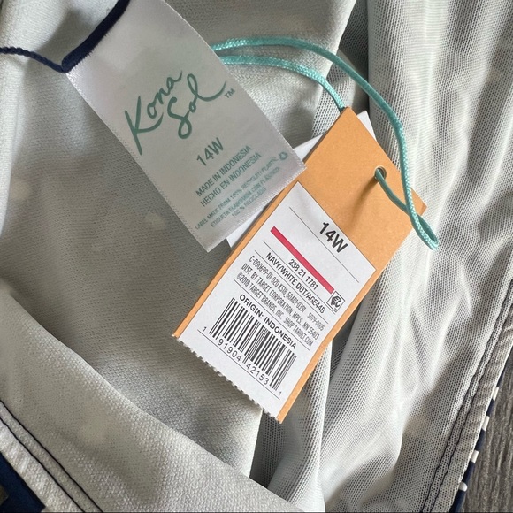 Kona Sol Bikini Bottom Navy Dot Print Plus Size 14W - Picture 8 of 10